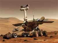 Artist's concept of the Spirit rover on Mars (before getting stuck in a sand trap). (Credit: NASA) 